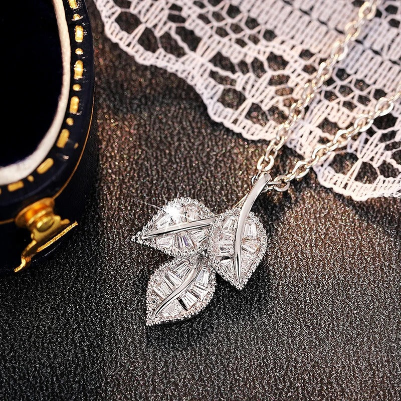 Collar de Cristal Baguette en Plata