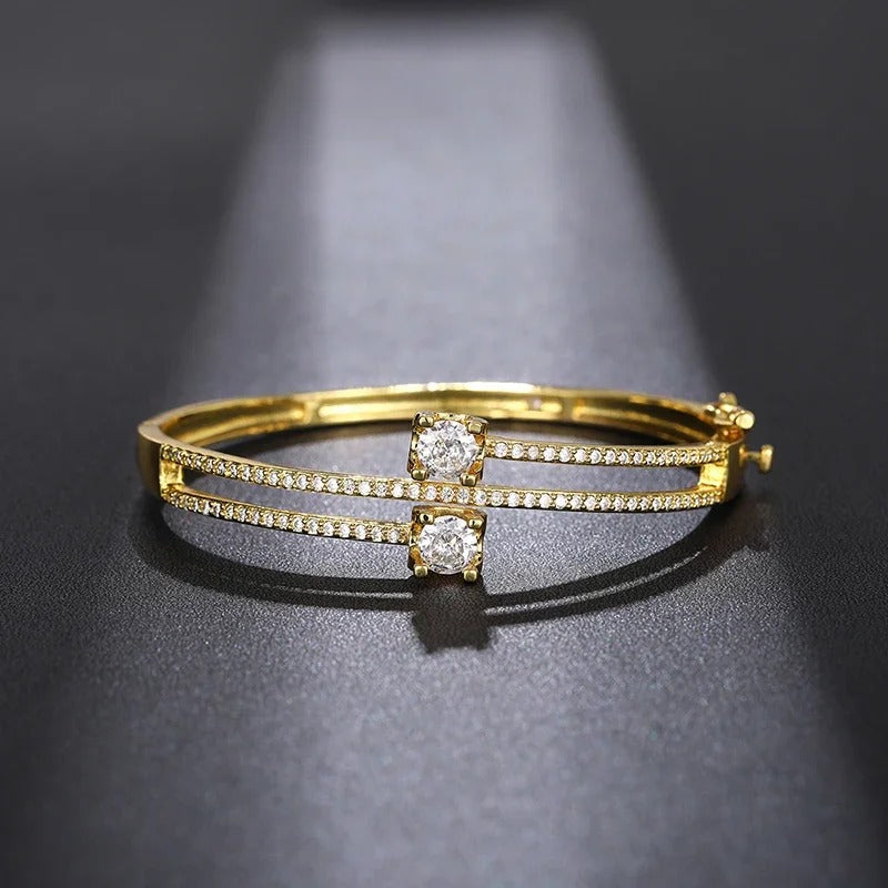 Brazalete Vintage de Cristal en Oro