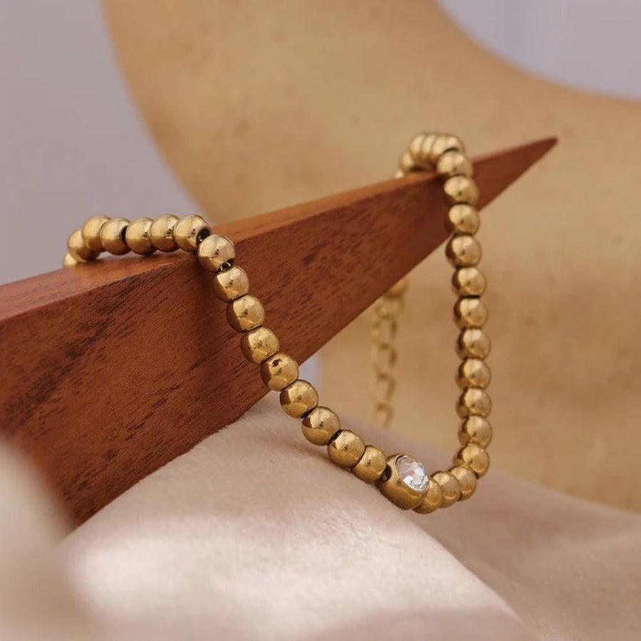 Pulsera Vintage de Cristal con Cuentas en Oro