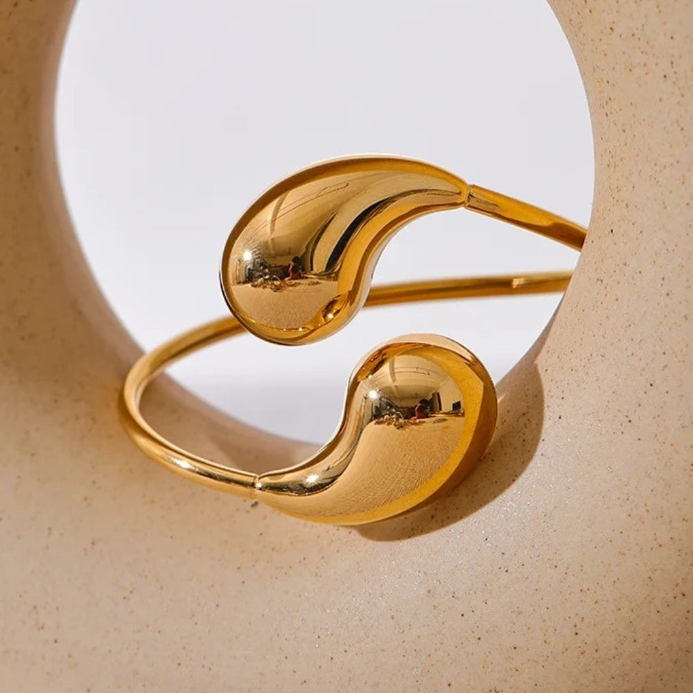 Brazalete Ajustable Abstracto de Gota en Oro