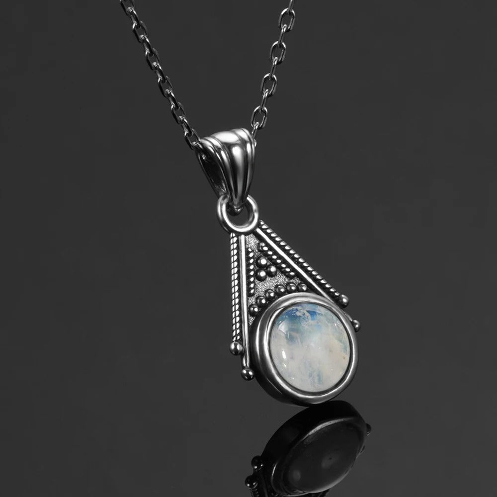 Collar Vintage de Piedra de Luna en Plata