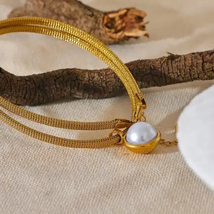 Pulsera Vintage de Gota de Perla en Oro