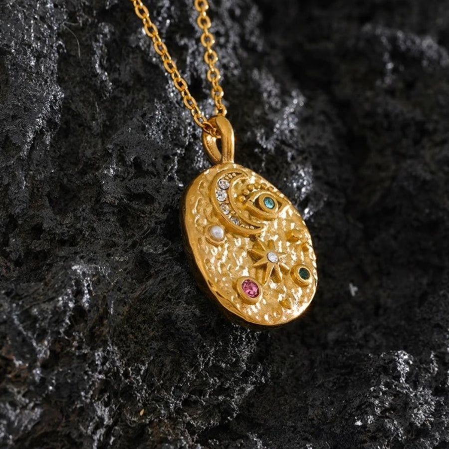 Collar Vintage de Dije de Luna & Estrella en Oro