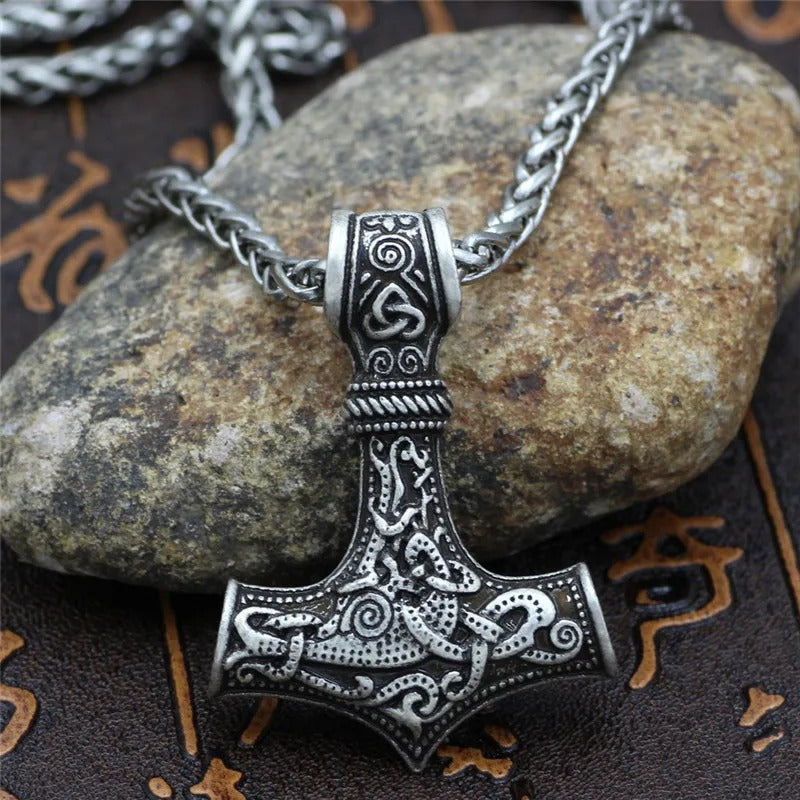 Collar del Amuleto de Thor Vikingo en Plata