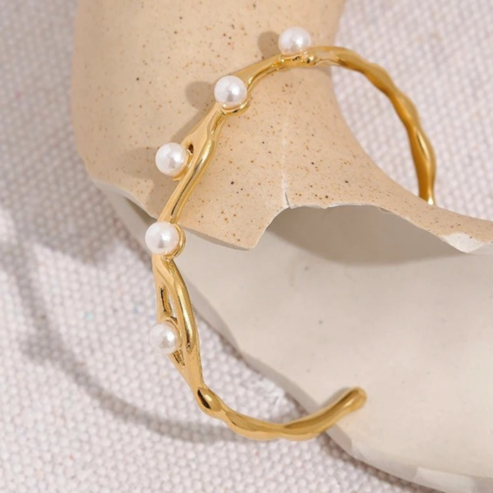 Pulsera Vintage de Perla Trenzada en Oro