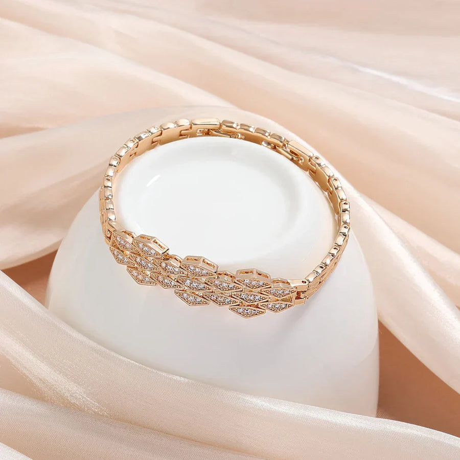 Pulsera Vintage de Cristal en Oro Rosa