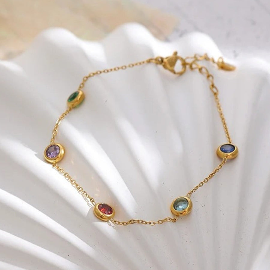 Pulsera Vintage de Piedras Preciosas Coloridas en Oro