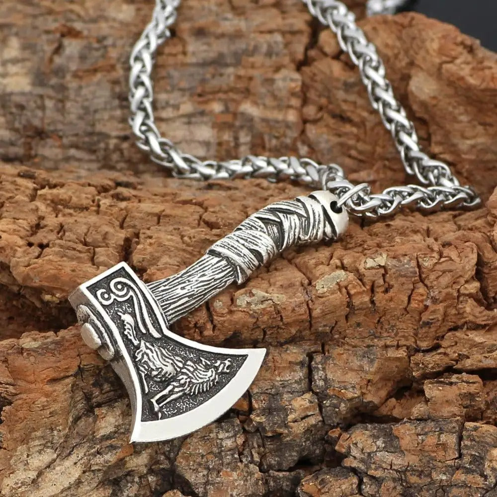 Collar Vintage de Dije de Hacha Vikinga