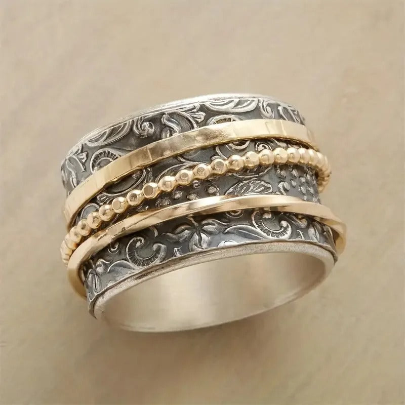 Anillo Giratorio Vintage con Patrón Barroco