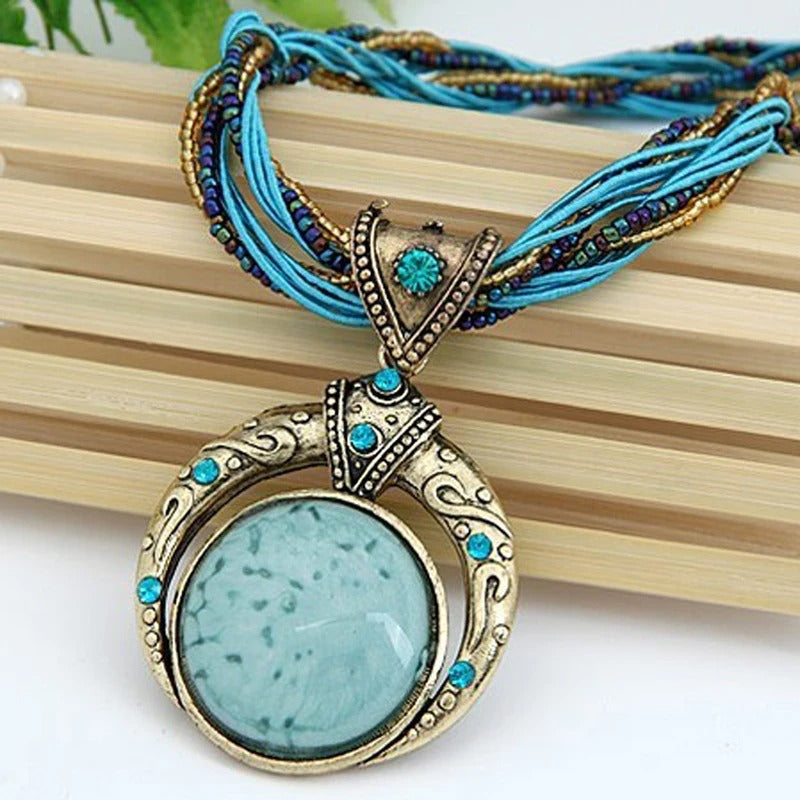 Collar Vintage Boho de Piedra Azul