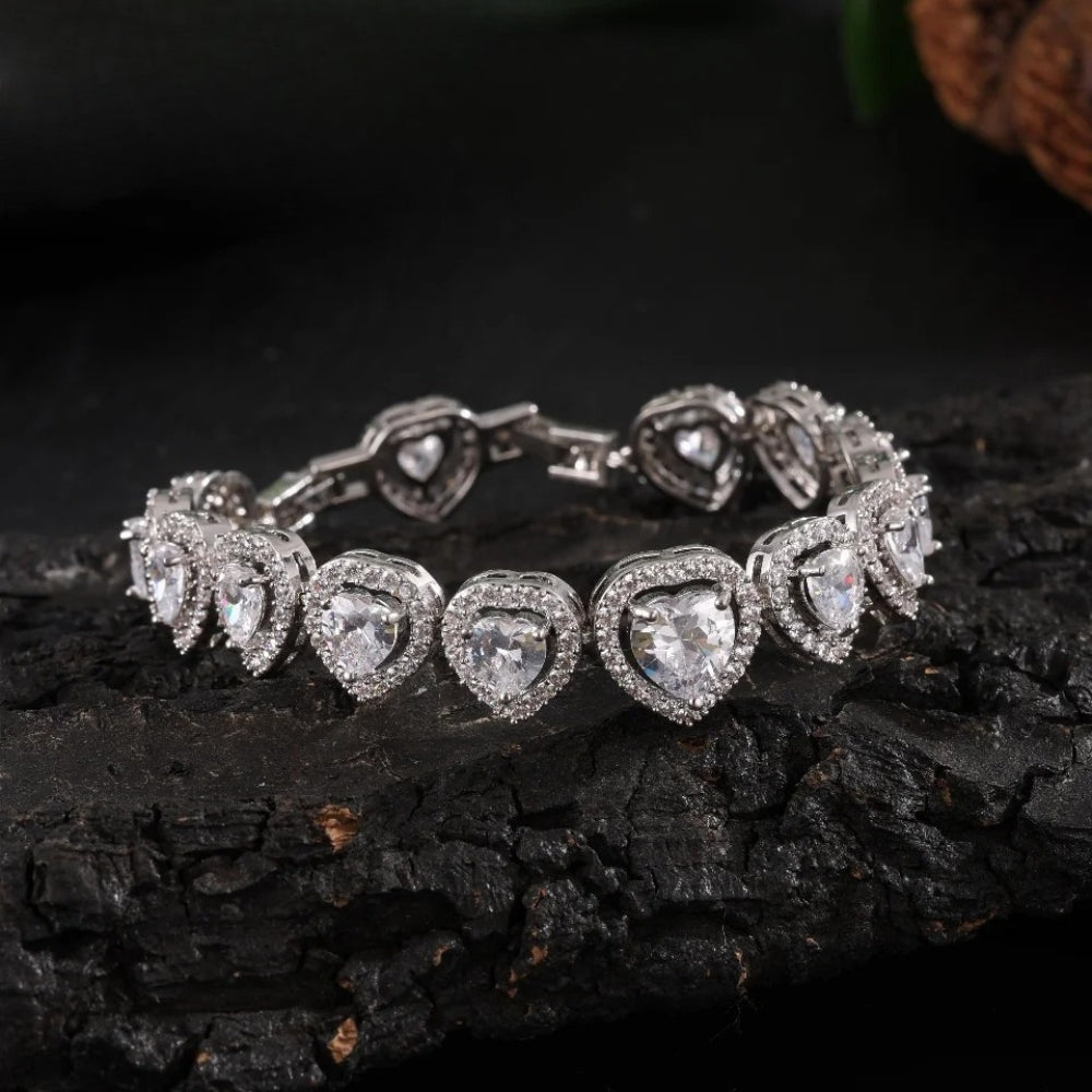 Pulsera de Charm de Corazón Chispeante en Plata