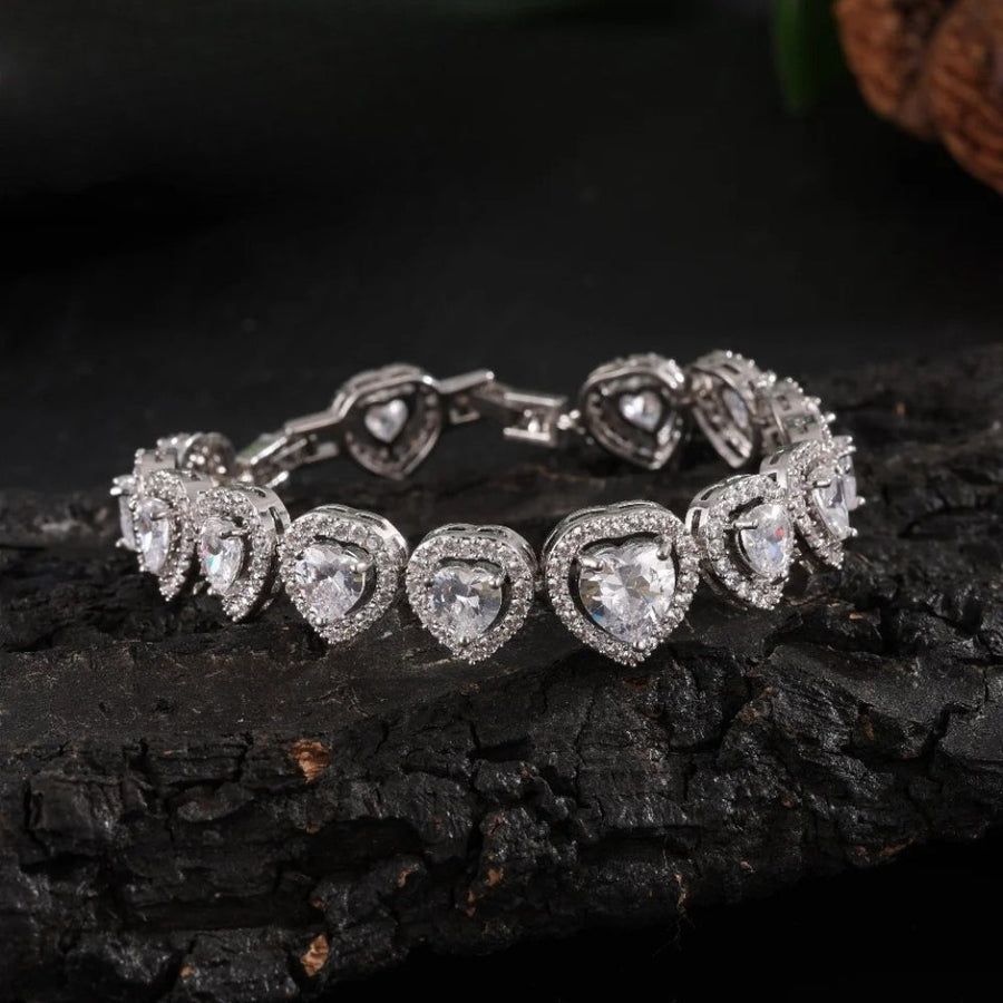Pulsera de Charm de Corazón Chispeante en Plata
