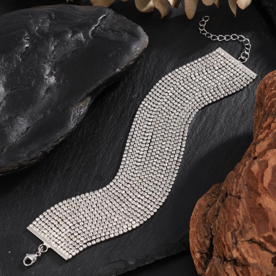 Pulsera Vintage de Cadena con Diamantes de Imitación y Borla en Plata