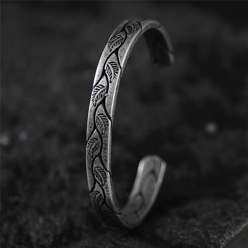 Brazalete Vintage de Hoja en Plata