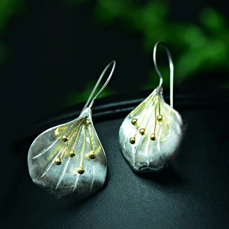 Aretes Vintage de Pétalo en Plata & Oro