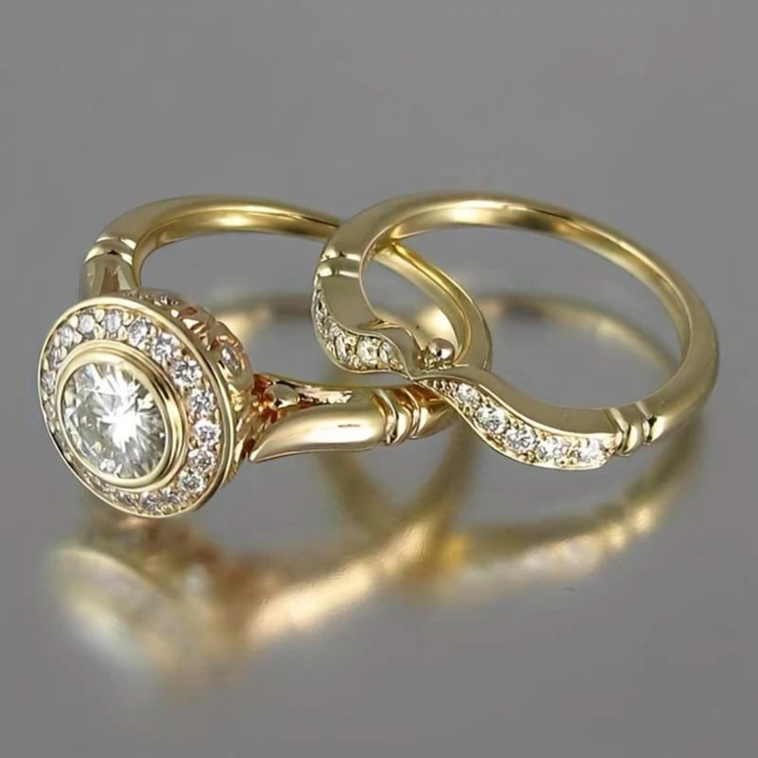 Set de Anillos Vintage de Oro & Zirconia