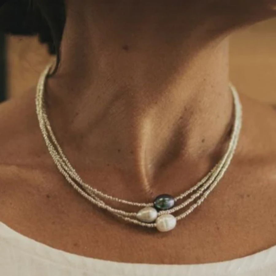 Collar Vintage de Perla de Agua Dulce