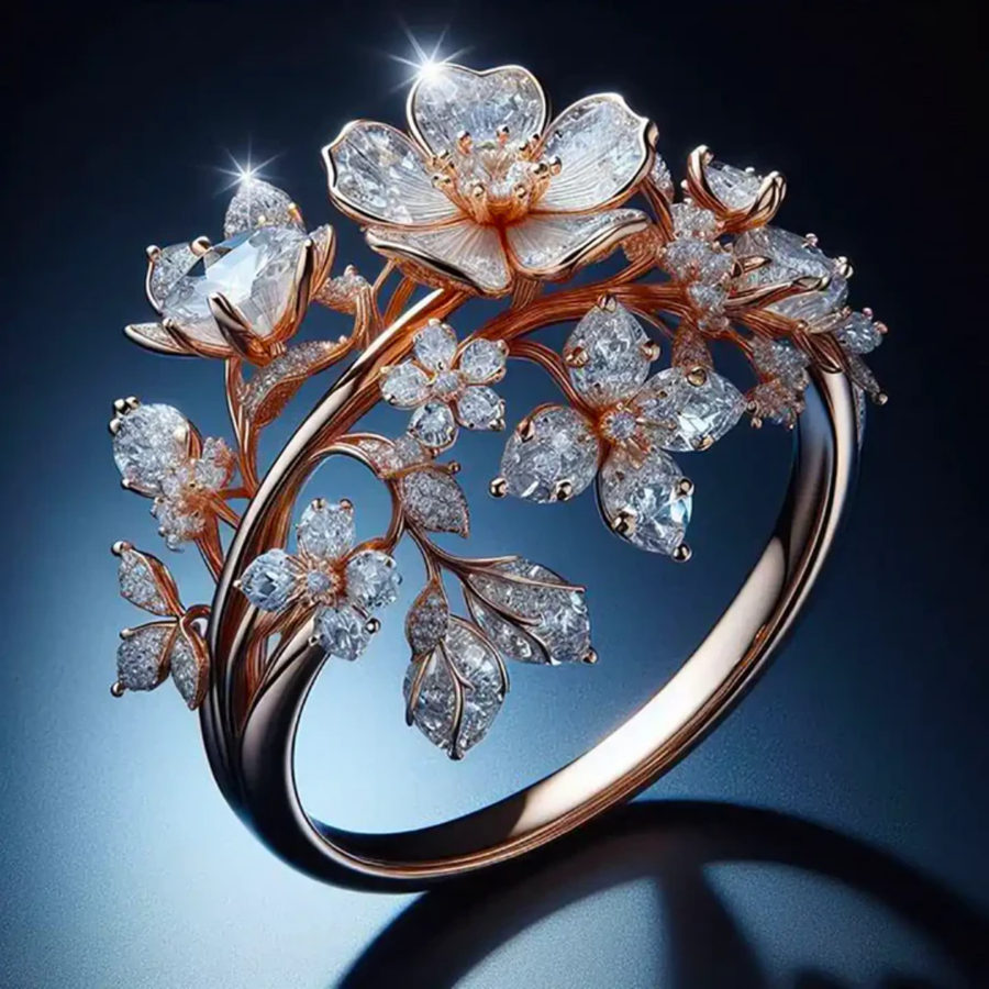 Anillo de Flor de Cristal Brillante