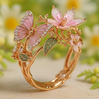 Anillo Naturaleza Brillante de Mariposa con Zirconia