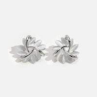 Aretes de Botón Elegantes y Exquisitos de Círculo de Pétalo de Ópalo en Oro