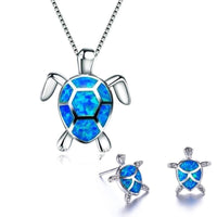 Set de Collar + Aretes de Tortuga Marina en Ópalo y Plata | Joyería Sostenible Inspirada en el Océano