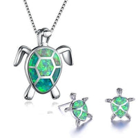 Set de Collar + Aretes de Tortuga Marina en Ópalo y Plata