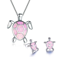 Set de Collar + Aretes de Tortuga Marina en Ópalo y Plata | Joyería Sostenible Inspirada en el Océano