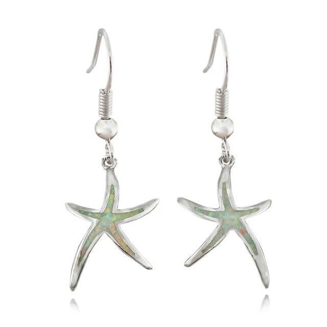 Aretes de Estrella de Mar en Ópalo y Plata