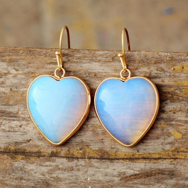Set de Joyería de Corazón de Ópalo Natural
