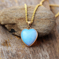 Set de Joyería de Corazón de Ópalo Natural