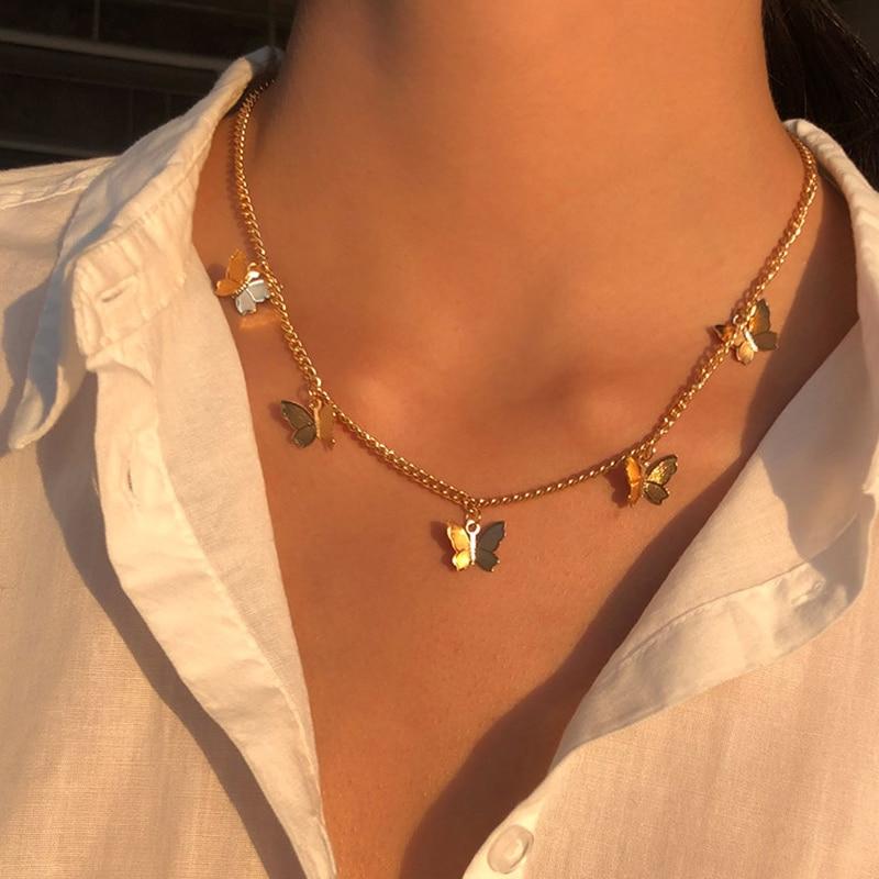 Collar de Mariposa en Plata y Bañado en Oro
