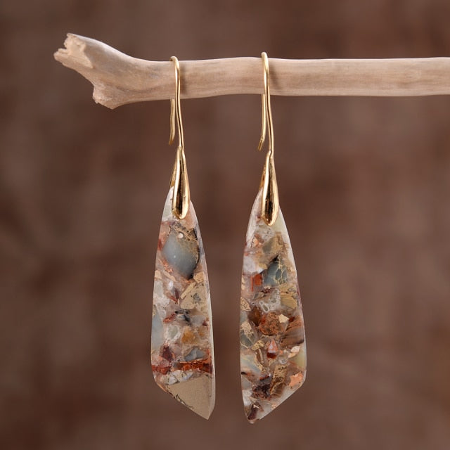 Aretes de Gancho de Jaspe Celestial