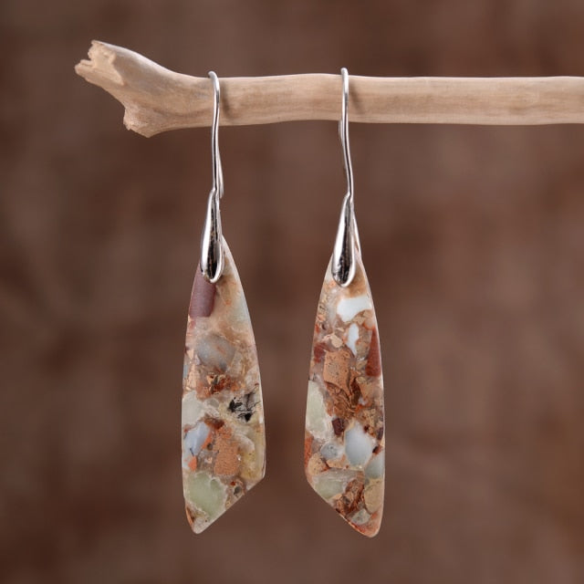 Aretes de Gancho de Jaspe Celestial