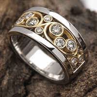 Anillo Vintage de Zirconia Hiedra en Oro & Plata