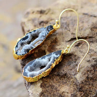 Aretes de Gota de Geoda Drusa