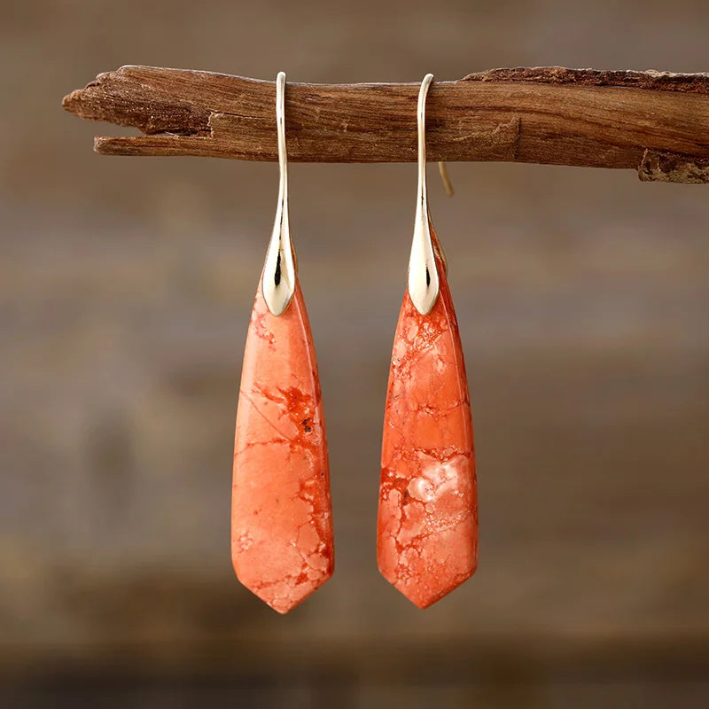 Aretes Triangulares de Jadeíta Llama de Otoño