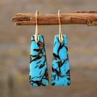 Aretes Colgantes Trapezoidales de Aragonita Azul