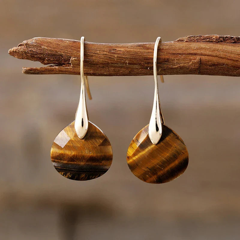 Aretes de Gota de Agua de Piedra Natural