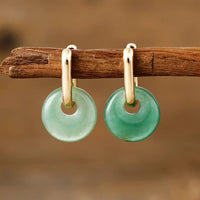 Aretes de Gancho de Pez con Mosquetón de Aventurina