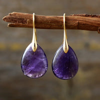 Aretes de Piedra Natural de Amatista en Gota