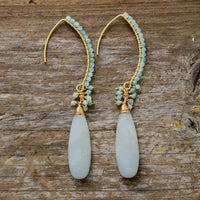 Aretes Colgantes Elegantes de Amazonita & Oro