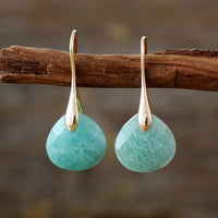 Aretes Colgantes de Amazonita en Oro