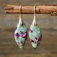 Aretes Colgantes de Jaspe Fucsita