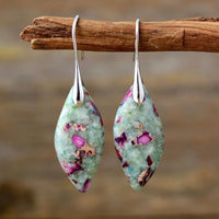 Aretes Colgantes de Jaspe Fucsita