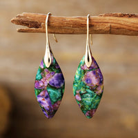 Aretes de Gota de Jaspe Terroso & Oro