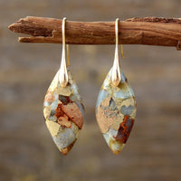 Aretes de Gota de Jaspe Terroso & Oro